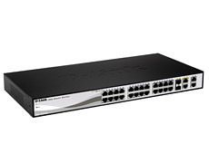 D-link DES-1210-28 Коммутатор настраиваемый WebSmart с 24x10/100Base-TX, 2x 10/100/1000Base-T, 2x комбо-порта