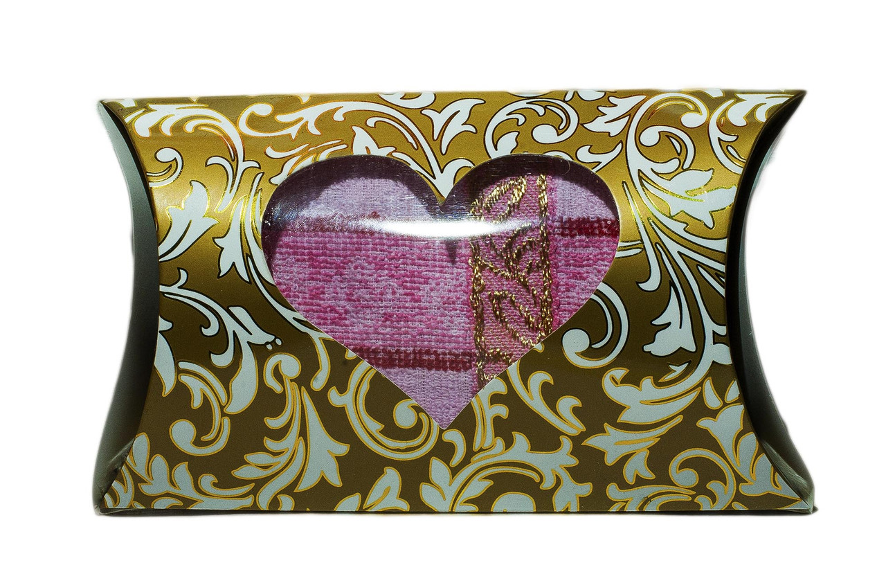 Полотенце в подарочной упаковке (розовое), 20 см