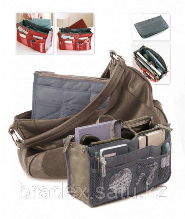 Органайзер для сумки «СУМКА В СУМКЕ» цвет серый Dual Bag In Bag - фото 1 - id-p26165445