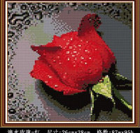 Картины-мозаика стразами "Алая роза" 26х29 см