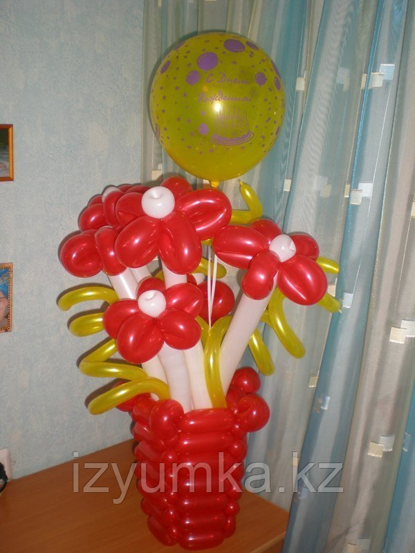 Корзина с цветами из шаров в Павлодаре - фото 3 - id-p26552064