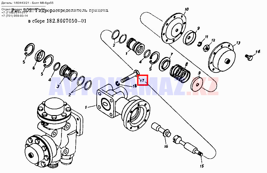 На КамАЗ 1/60443/21 - Болт М8-6gх55