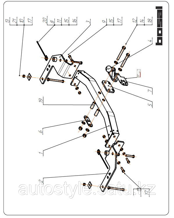 Фаркоп TOYOTA Land Cruiser 200 2007- г.в., 3092-F, Bosal, 2000/120кг