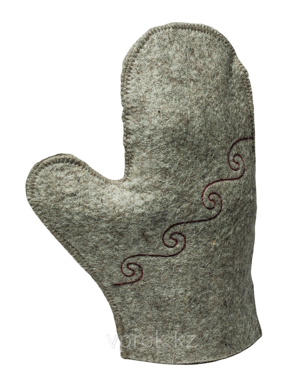 Рукавица для бани и сауны, из шерсти (белая), с вышивкой - фото 1 - id-p27651492