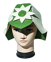 Шапка для бани и сауны, войлочная, "Зеленый цветок"