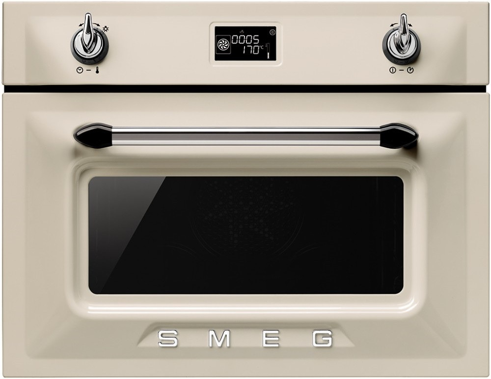 Встраиваемая духовка кремовая с функцией пароварки Smeg SF4920VCP