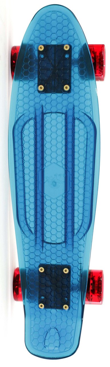 Пластборд (Пенни борд) 22,5" TRANSPARENT (синяя прозрачная дека / вишневые прозрачные колеса) - фото 3 - id-p28016429