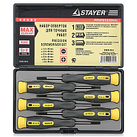 Набор отверток для точных работ STAYER "MAX GRIP" Professional, 6 предметов 25826-Н6 G Набор отверток для точных работ STAYER "MAX GRIP" Professional, 6 предметов