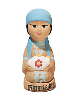 Статуэтка глиняная - Девушка с надписью "Привет из Казахстана", 13 см