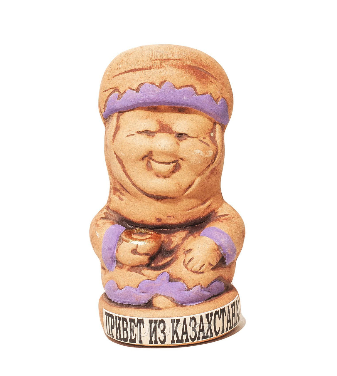 Статуэтка глиняная - Апашка с надписью "Привет из Казахстана", 8 см