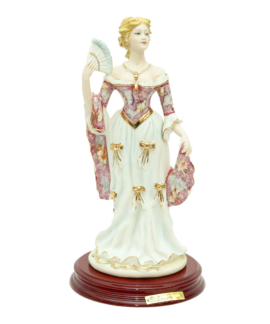 Фарфоровая статуэтка Дама с веером. Ручная работа, Италия