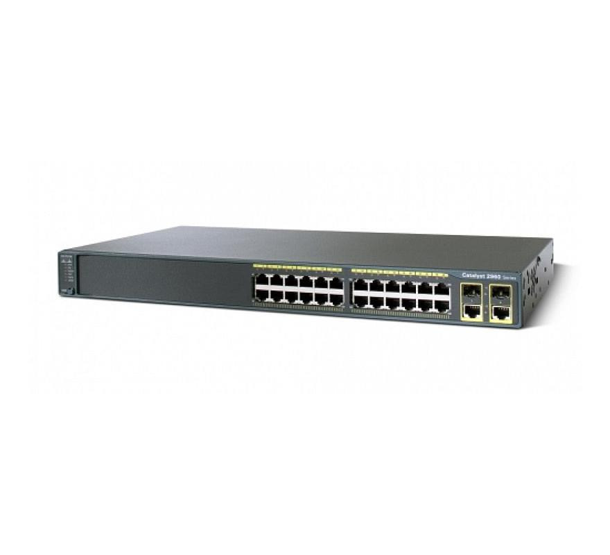 Cisco WS-C2960+24PC-L коммутатор Catalyst 2960 Plus 24 10/100 PoE + 2 T/SFP LAN Base - фото 1 - id-p29043824