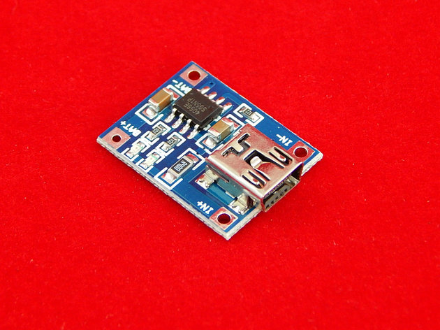 Модуль (mini USB) зарядки литий-ионных аккумуляторов на TP4056 до 1A, без защиты, фото 2