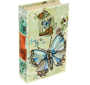 Сейф книга шелк Голубая бабочка