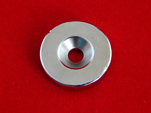 Неодимовый магнит N35 (D 25мм х 5 мм, Отверстие: 5 мм), фото 2