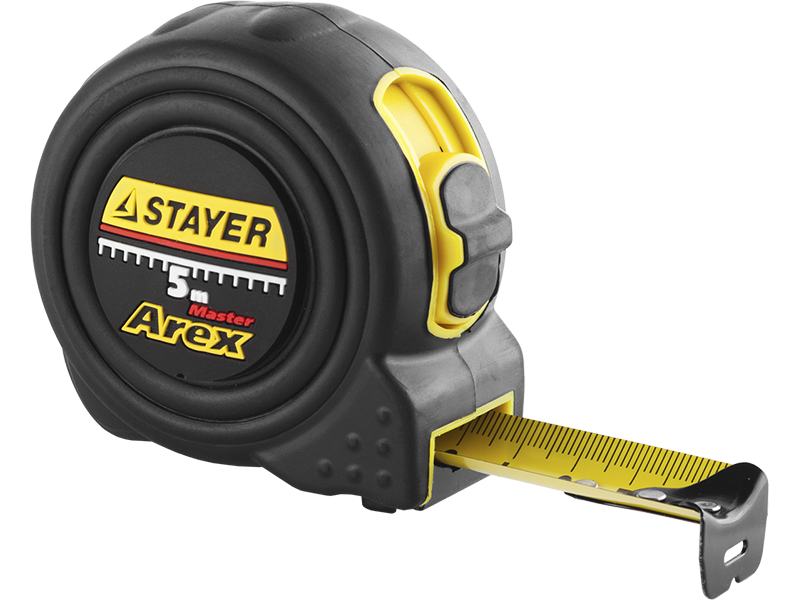 (3410-05-25_z01) Рулетка STAYER "PROFI" "AREX", двухкомпонентный противоударный корпус, упрочненное полотно.