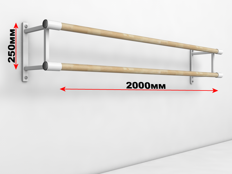 Балетный станок настенный двухрядный 2м