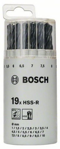 Набор сверл BOSCH d-1-10мм 19шт HSS-R 2607018355