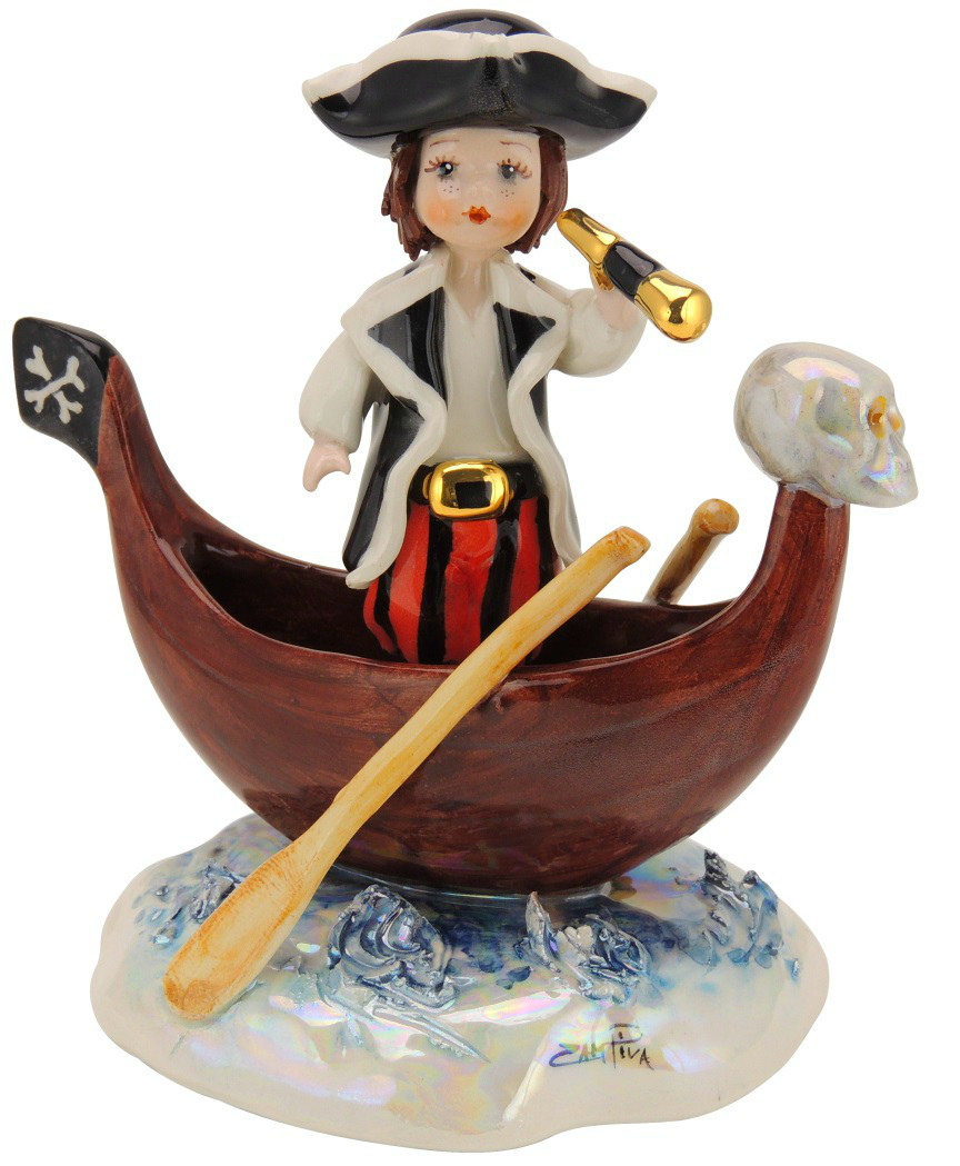 Статуэтка Пират в лодке. Италия, ручная работа, керамика