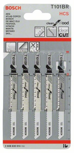 (2608630014) 5 Лобзиковых пилок T 101 BR, HCS//Bosch