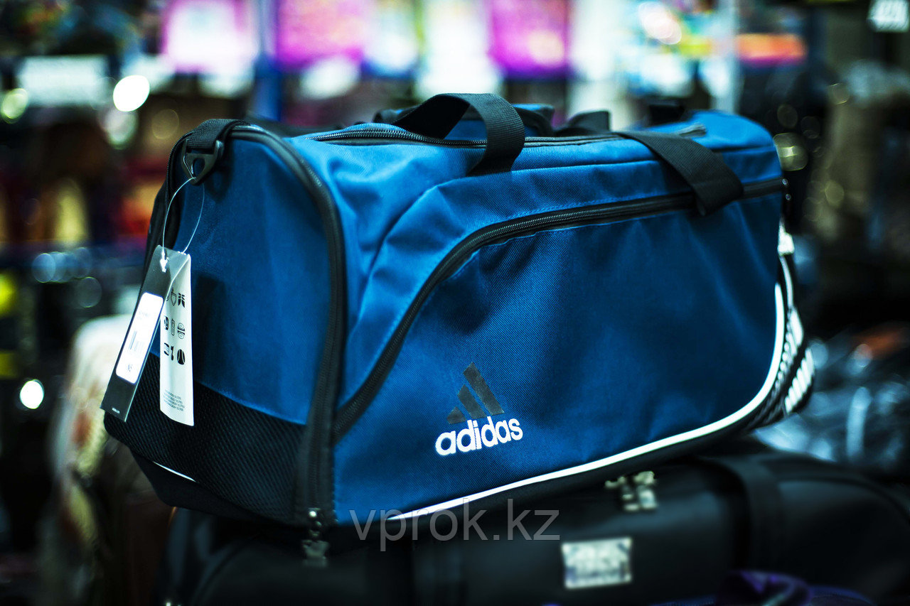 Спортивная дорожная сумка "ADIDAS" (синяя с черными ручками) - фото 1 - id-p29965291
