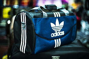 Спортивная дорожная сумка "ADIDAS" (черно-синяя, с полосками)