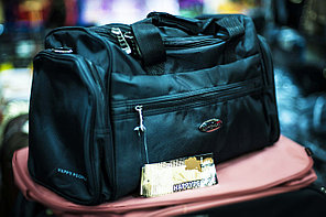 Дорожная сумка "Happypeople" среднего размера, 42х20х26см, (черная)