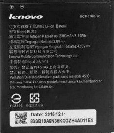 Заводской аккумулятор для Lenovo A6000 (BL-242, 2300mAh)