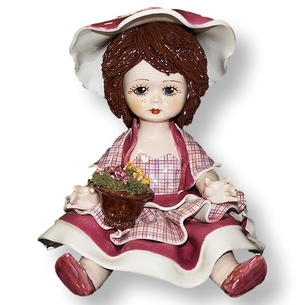 Статуэтка из керамики Девочка с цветами. Италия, ручная работа - фото 1 - id-p30222645