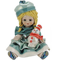 Статуэтка Девочка со снеговиком. Италия, керамика, ручная работа