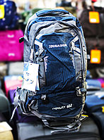 Туристический рюкзак "XINHUASHUAI CAPACITY 60L", (серый, с синими вставками)