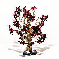 Статуэтка "Дерево от сглаза, оберег", 23*29 см, золотистый ствол, красные цветы