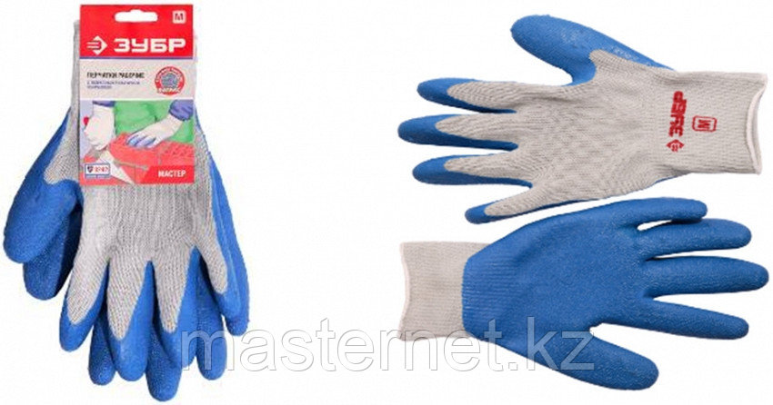 Перчатки ЗУБР рабочие с резиновым рельефным покрытием, размер L - фото 1 - id-p30349155