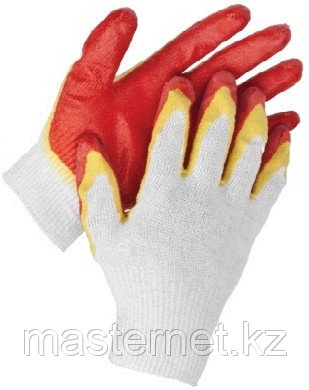 Перчатки STAYER "МASTER" трикотажные, двойная обливная ладонь из латекса, х/б, 13 класс, S-M