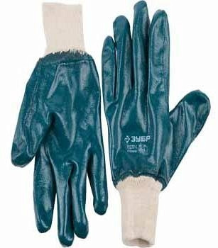 Перчатки ЗУБР "МАСТЕР" рабочие с манжетой, с полным нитриловым покрытием, размер M (8)