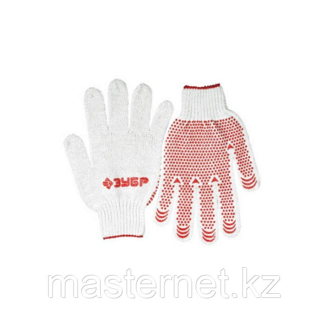 Перчатки ЗУБР "МAСTEP" трикотажные, 7 класс, х/б, с защитой от скольжения, L-XL