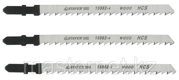 Полотна STAYER "PROFI" для эл/лобзика, HCS, по дереву, EU-хвост., шаг 4мм, 100мм, 2шт