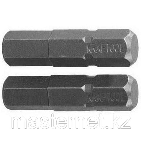 Биты KRAFTOOL "ЕХPERT" торсионные кованые, обточенные, Cr-Mo сталь, тип хвостовика C 1/4", HEX5, 25мм, 2шт - фото 1 - id-p30351211