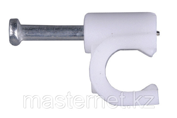 Скоба-держатель ЗУБР "МАСТЕР" полипропиленовая, для круглого кабеля, с оцинкованным гвоздем, 5 мм, 50 шт