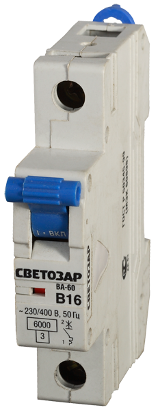 Выключатель СВЕТОЗАР автоматический, 1-полюсный, "С" (тип расцепления), 6 A, 230 / 400 В