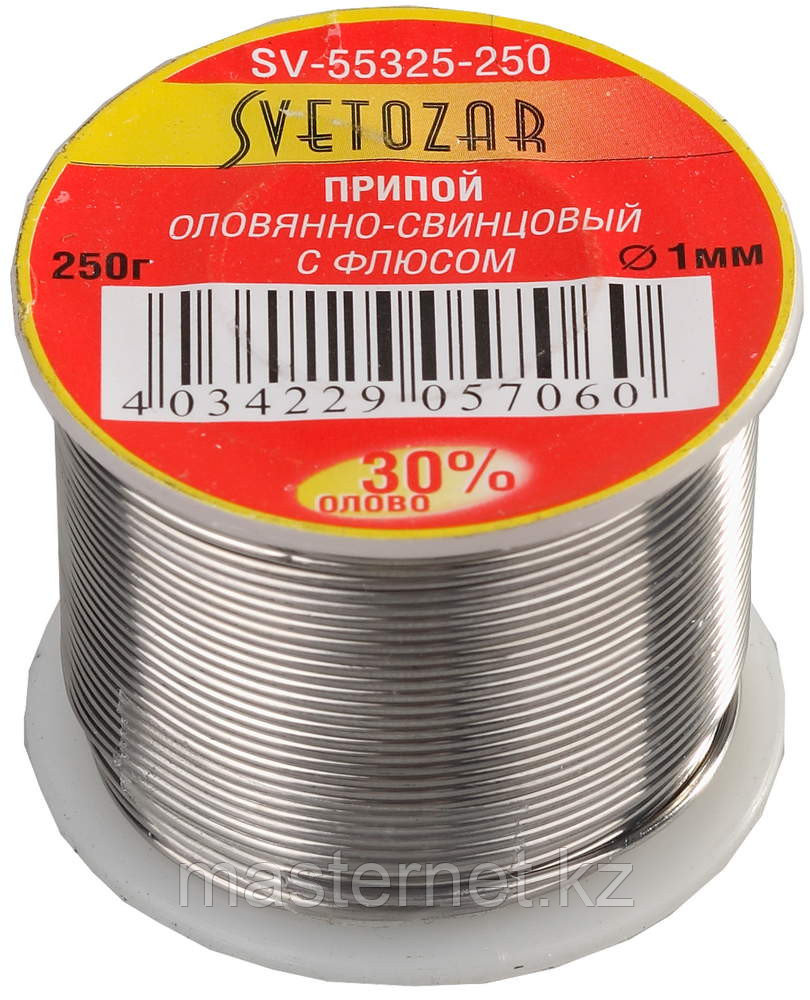 Припой СВЕТОЗАР оловянно-свинцовый, 30% Sn / 70% Pb, 100гр
