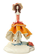 Статуэтка Леди в оранжевом платье. Керамика, Италия, ручная работа