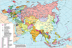 Карта Евразия политическая 1:12 млн. с ламинацией 