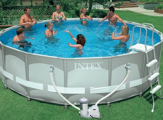Бассейн каркасный 488х122 см, V-19156л, Intex Ultra Frame 28322 фильтр, лестница в комплекте