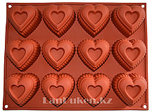 Силиконовые формы для выпечки "Сердечки" 12 ячеек