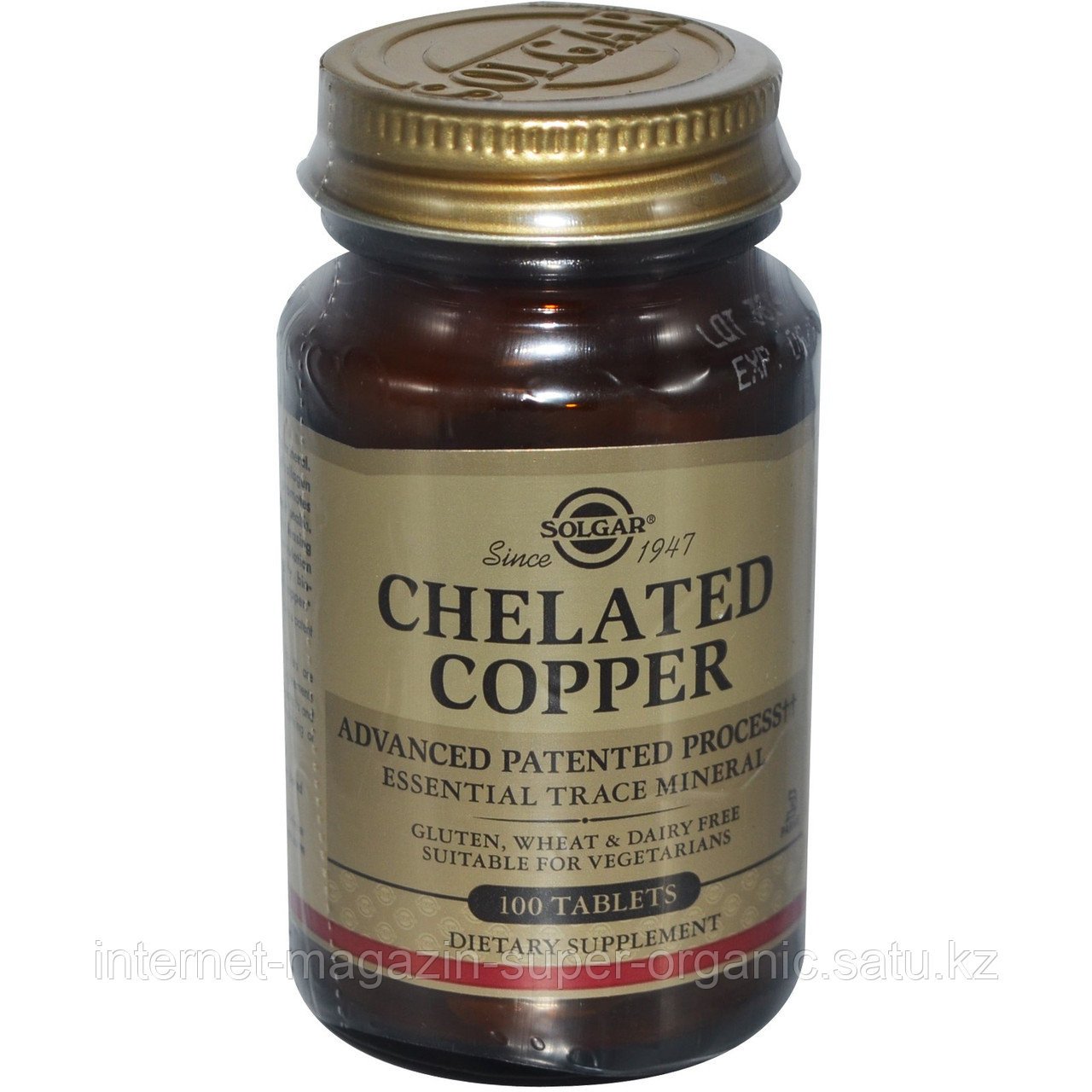 Хелатная медь (Chelated Copper), 100 таблеток, Solgar