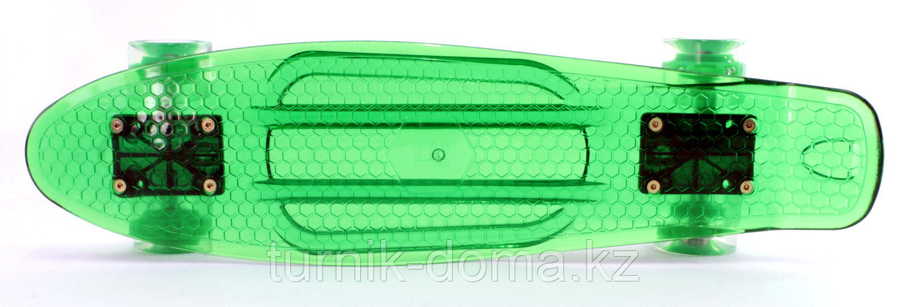 Пластборд (Пенни борд) 22,5" TRANSPARENT (зеленая прозрачная дека / прозрачные колеса со светодиодами) - фото 6 - id-p23892126
