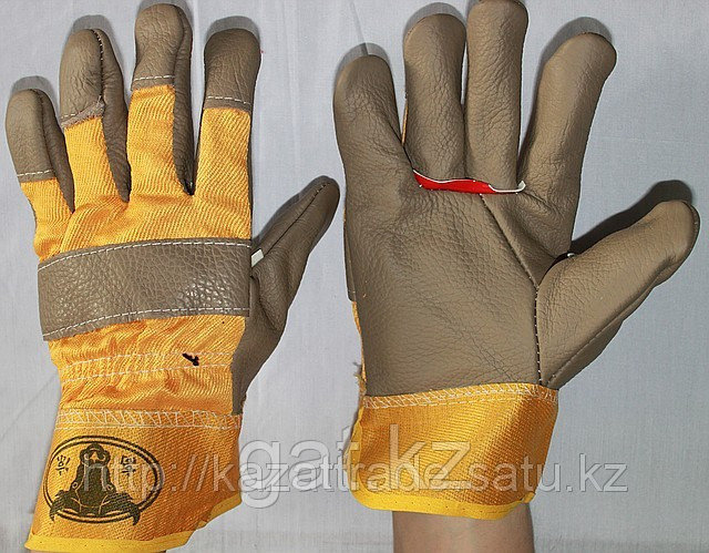 Перчатки кожаные на фланелевой подкладке,Строительные, рабочие перчатки, рукавицы оптом в Алматы - фото 3 - id-p989887