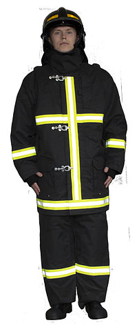 Боевая одежда пожарного для начальствующего состава БОП-1 «Ткань арт. 77», черный (штаны, куртка), фото 2