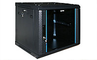 Hyperline TWFS-0666-GP-RAL9004 Шкаф настенный 19-дюймовый (19"), 6U, 367х600х600мм, стеклянная дверь с, фото 1